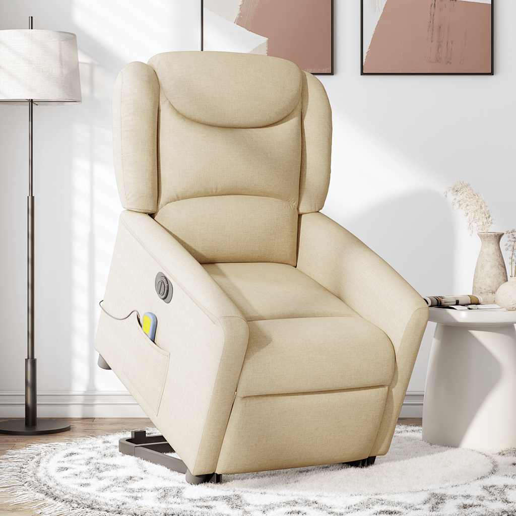 Fauteuil inclinable de massage électrique Crème Tissu