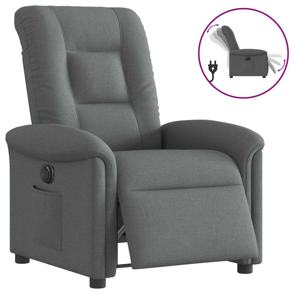 Fauteuil inclinable électrique Gris foncé Tissu