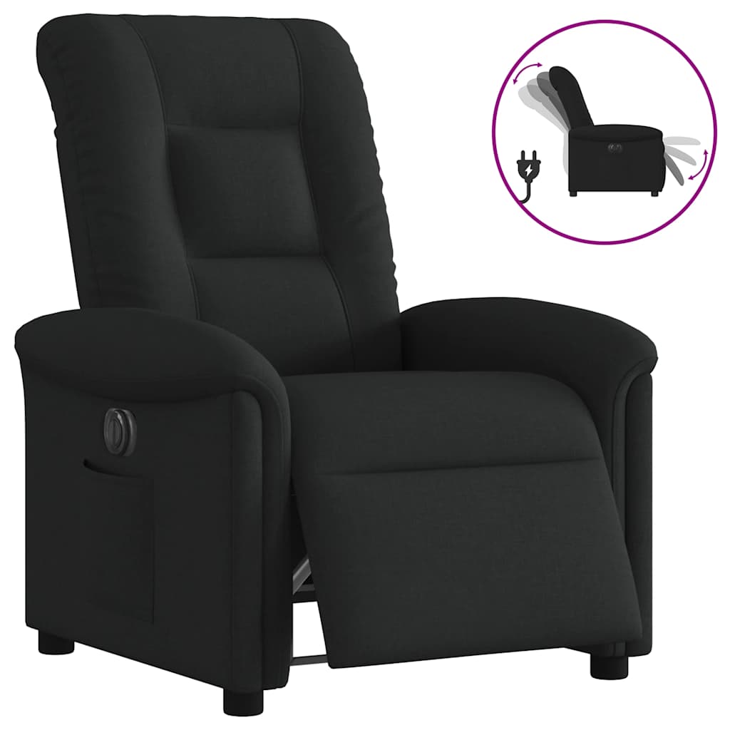 Fauteuil inclinable électrique Noir Tissu