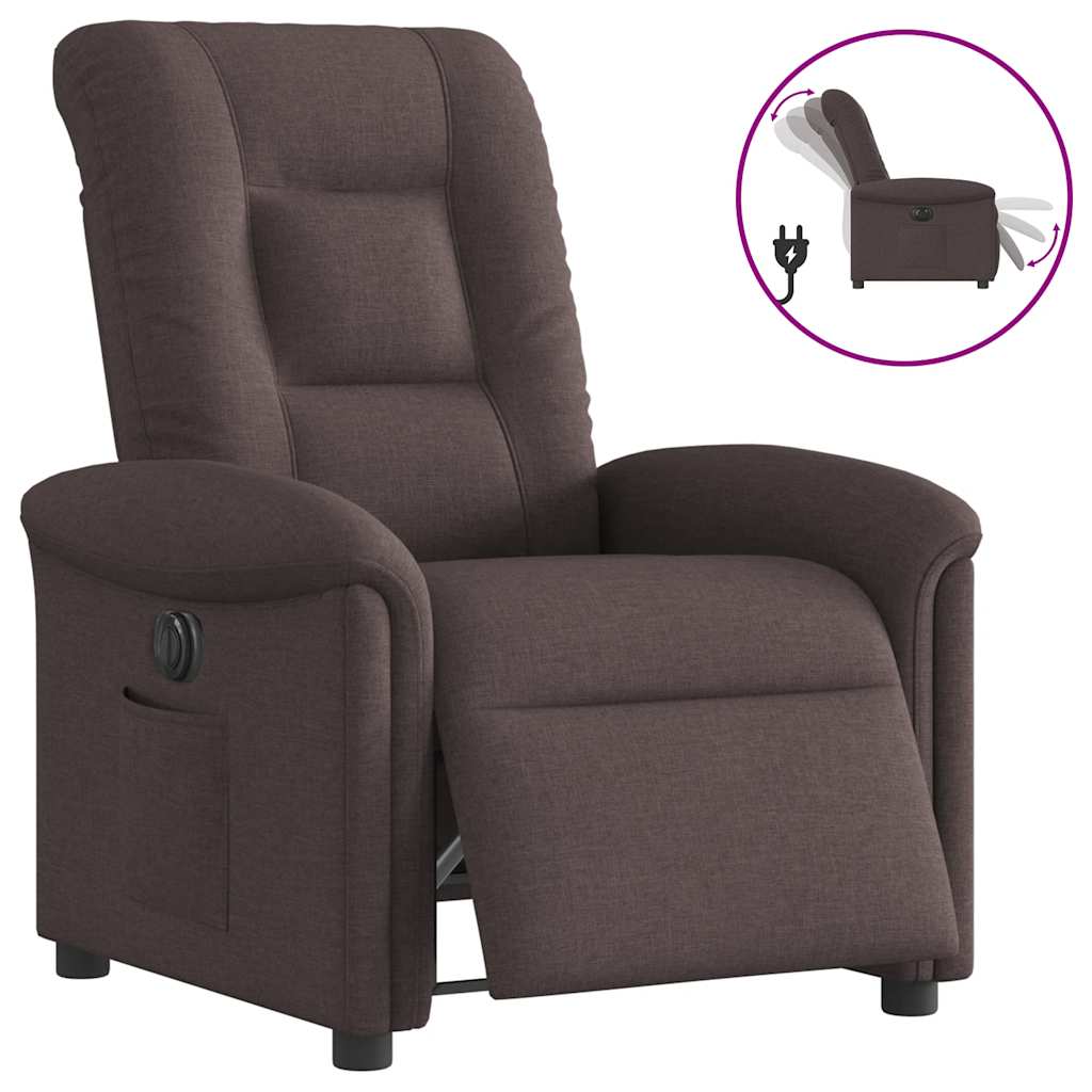 Fauteuil inclinable électrique Marron foncé Tissu