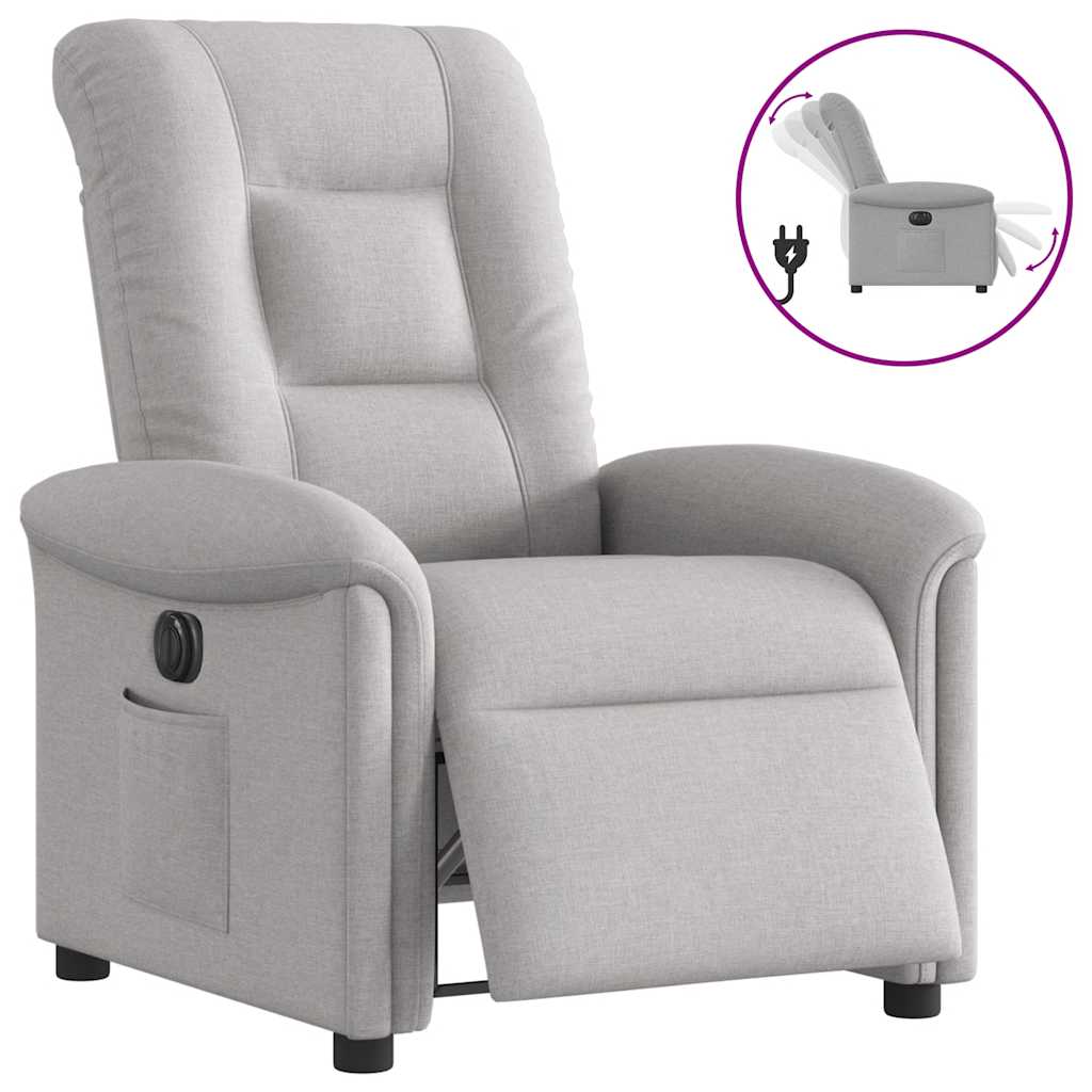 Fauteuil inclinable électrique gris nuage tissu