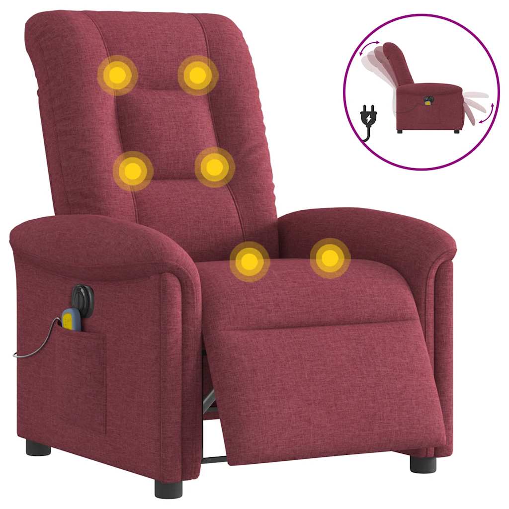 Fauteuil de massage inclinable électrique Rouge bordeaux Tissu