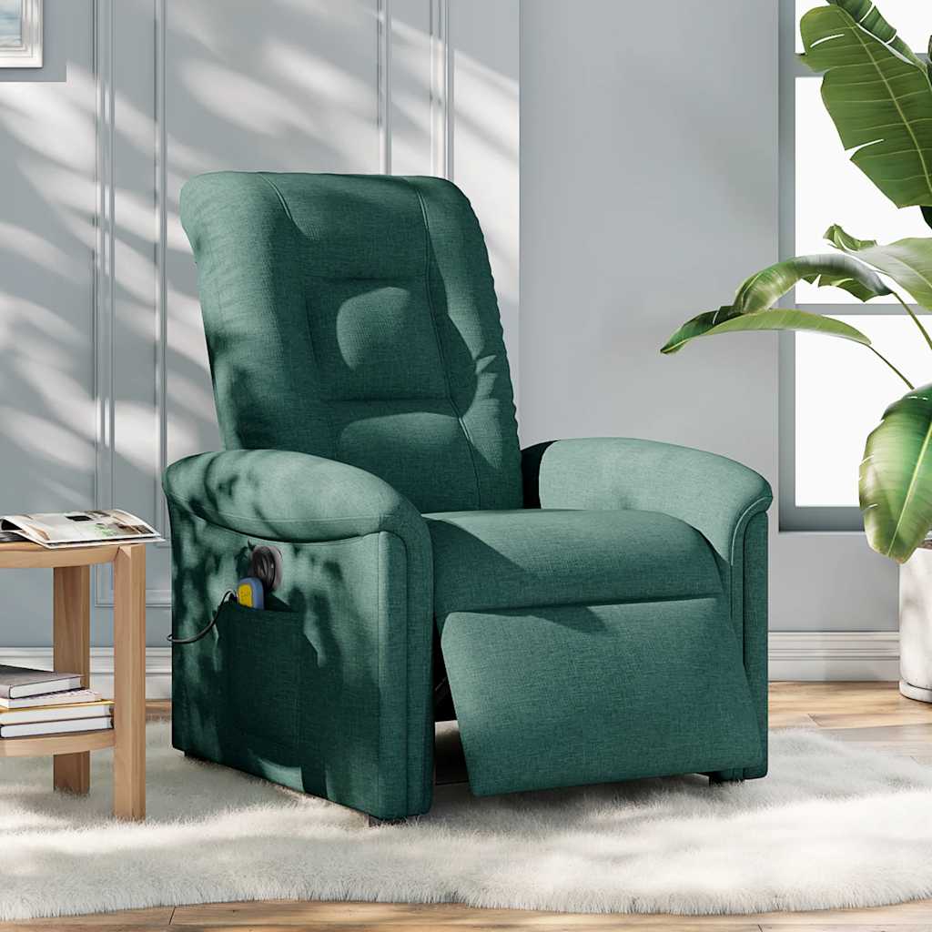 Fauteuil de massage inclinable électrique Vert foncé Tissu