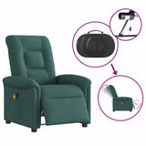 Fauteuil de massage inclinable électrique Vert foncé Tissu