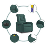 Fauteuil de massage inclinable électrique Vert foncé Tissu