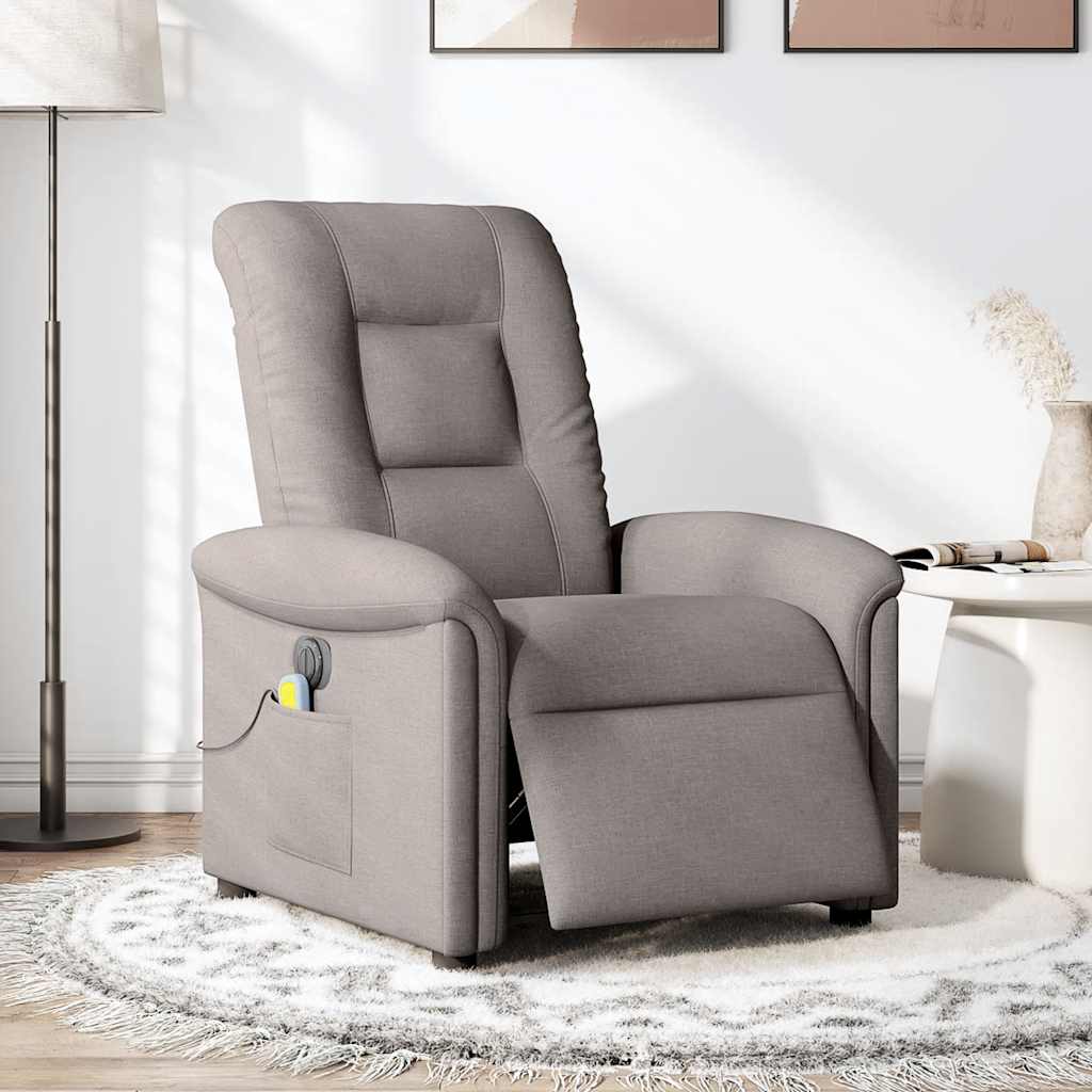 Fauteuil de massage inclinable électrique Taupe Tissu