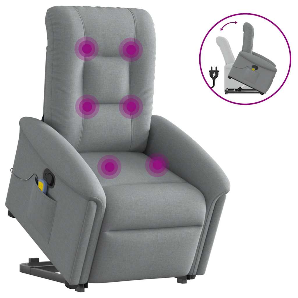 Fauteuil de massage inclinable Gris clair Tissu