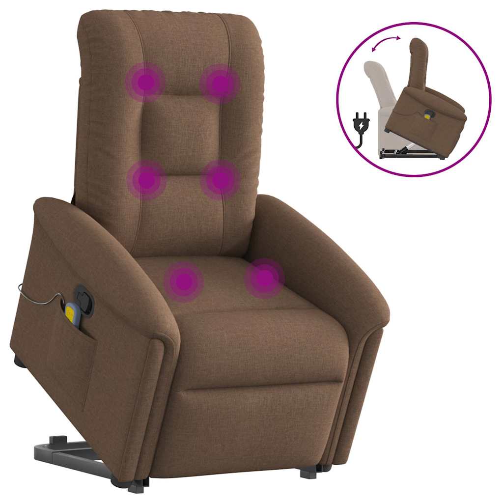 Fauteuil de massage inclinable Marron Tissu