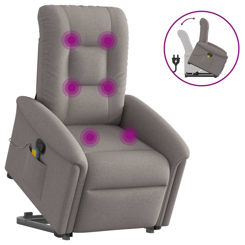 Fauteuil inclinable de massage Taupe Tissu