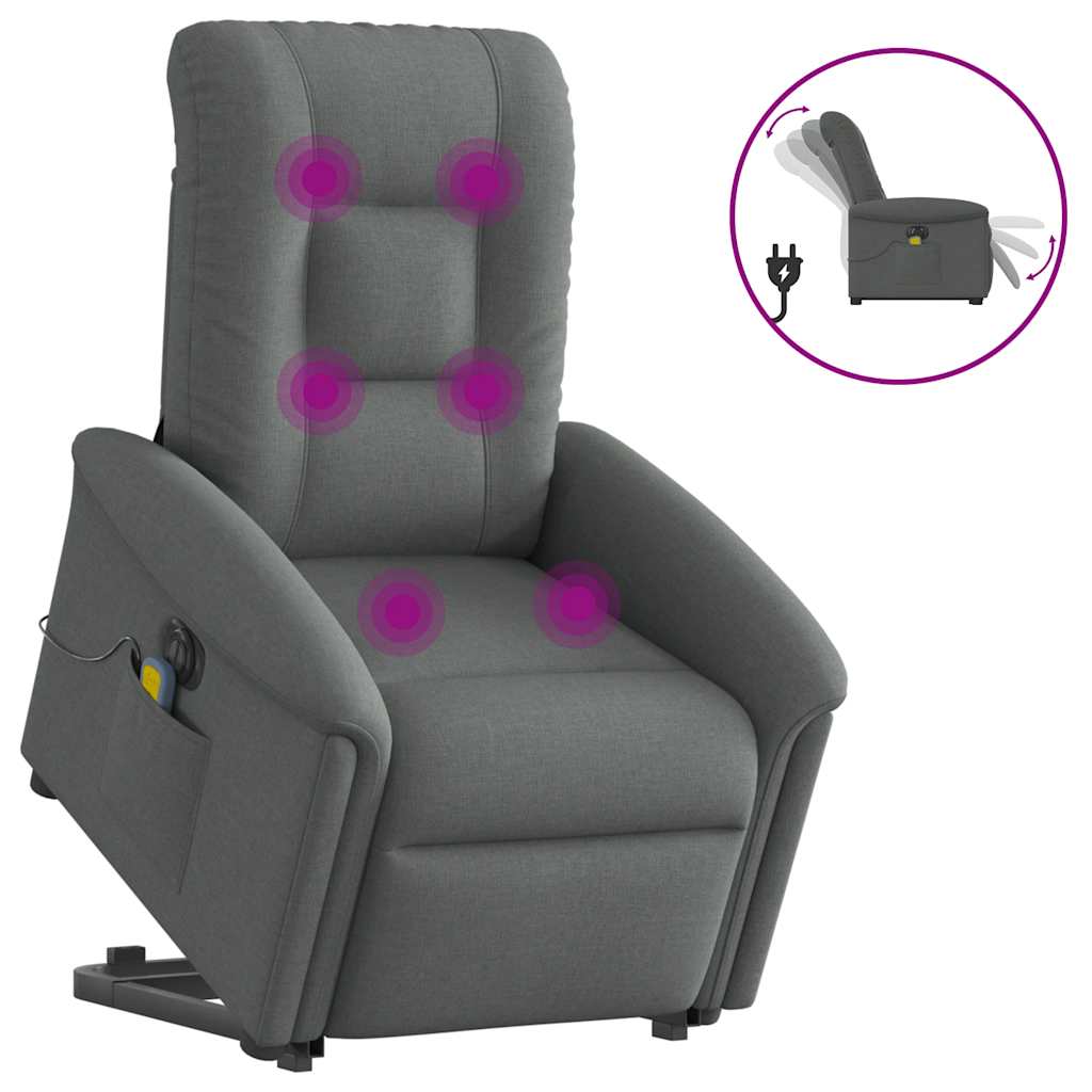 Fauteuil inclinable de massage électrique Gris foncé Tissu