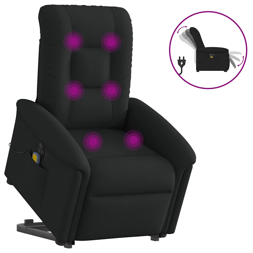 Fauteuil inclinable de massage électrique Noir Tissu