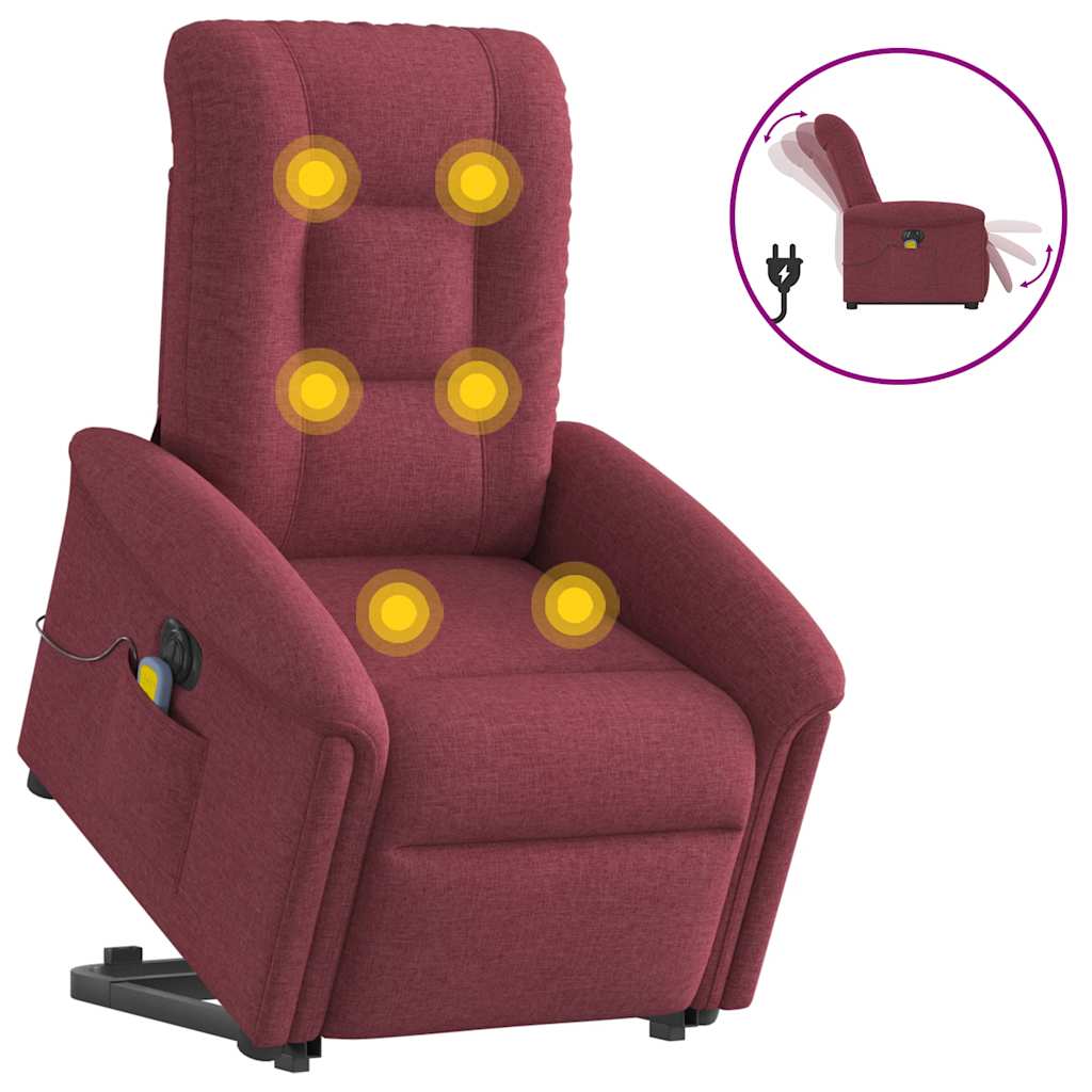 Fauteuil inclinable de massage électrique Rouge bordeaux Tissu