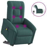 Fauteuil inclinable de massage électrique Vert foncé Tissu