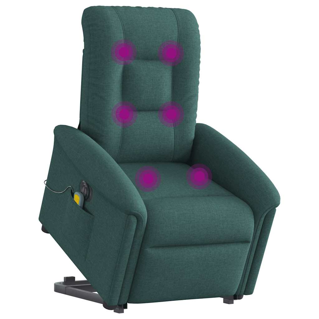 Fauteuil inclinable de massage électrique Vert foncé Tissu