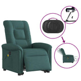 Fauteuil inclinable de massage électrique Vert foncé Tissu