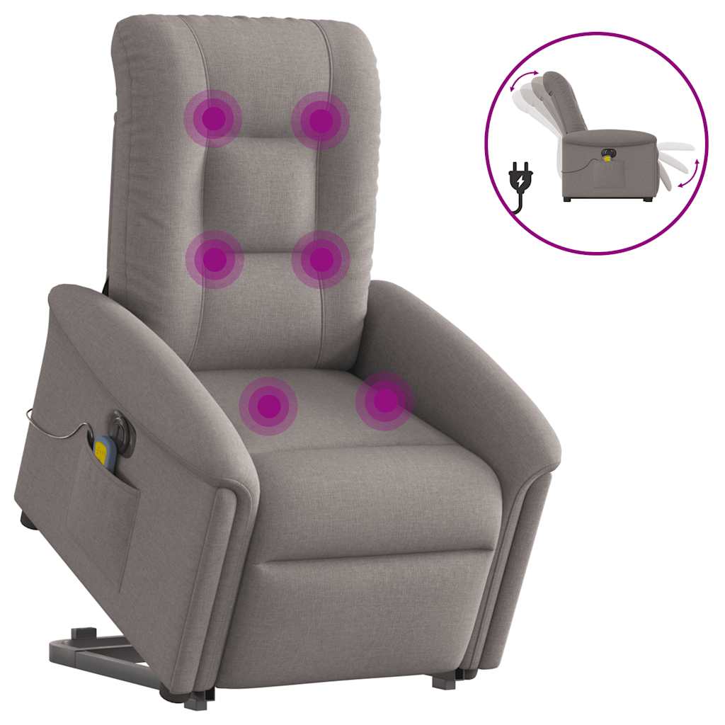 Fauteuil inclinable de massage électrique Taupe Tissu