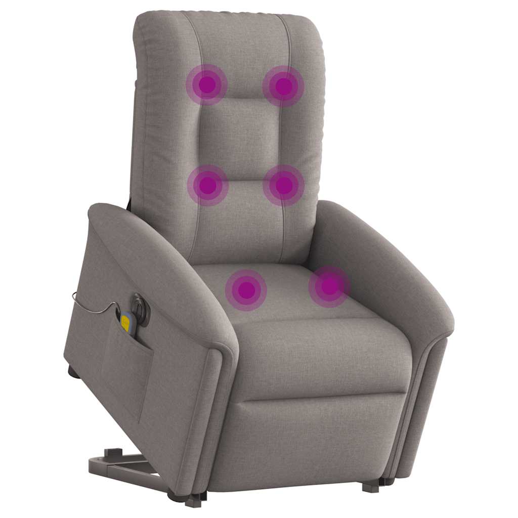 Fauteuil inclinable de massage électrique Taupe Tissu