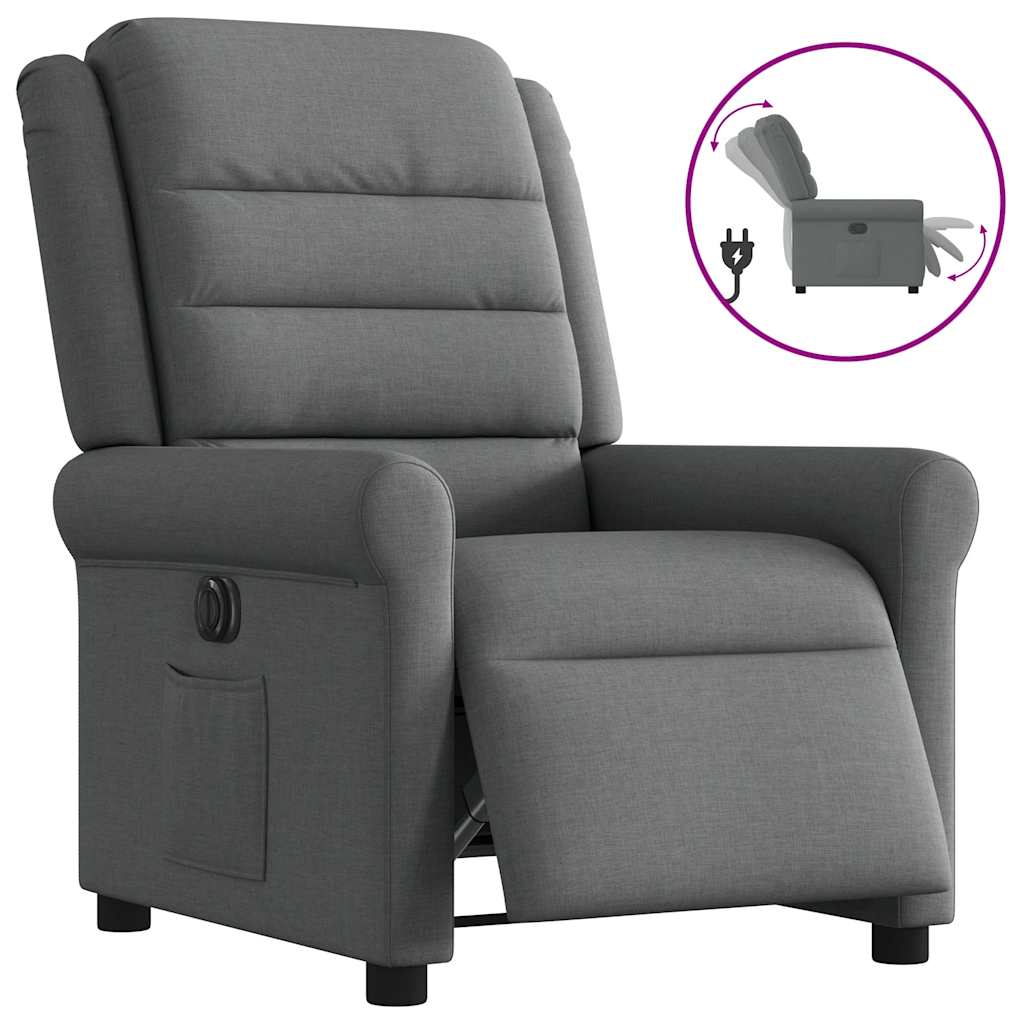 Fauteuil inclinable électrique Gris foncé Tissu