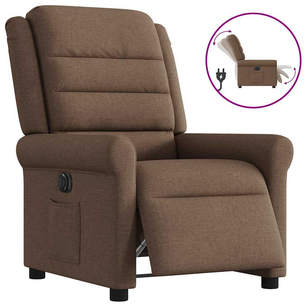 Fauteuil inclinable électrique Marron Tissu