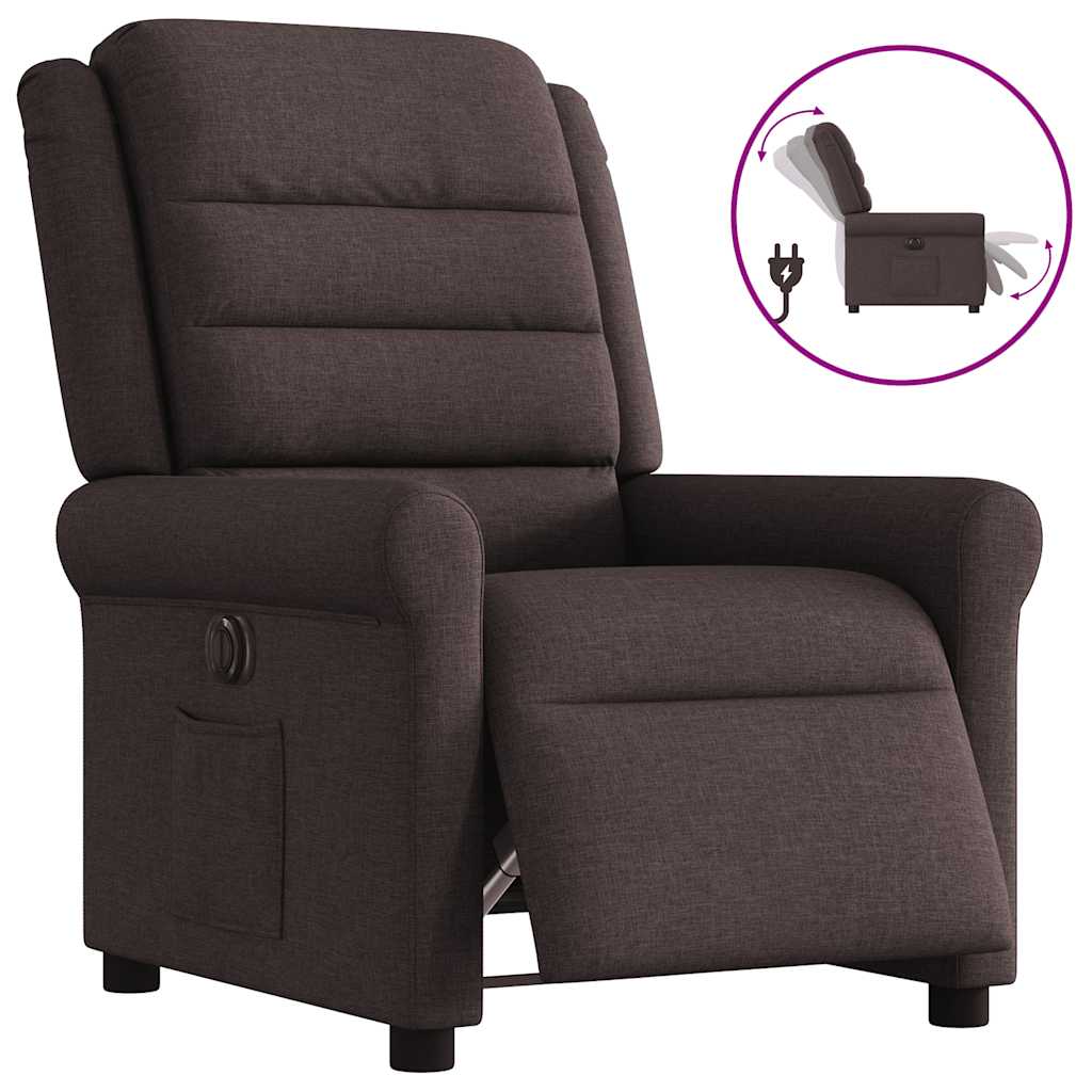 Fauteuil inclinable électrique Marron foncé Tissu