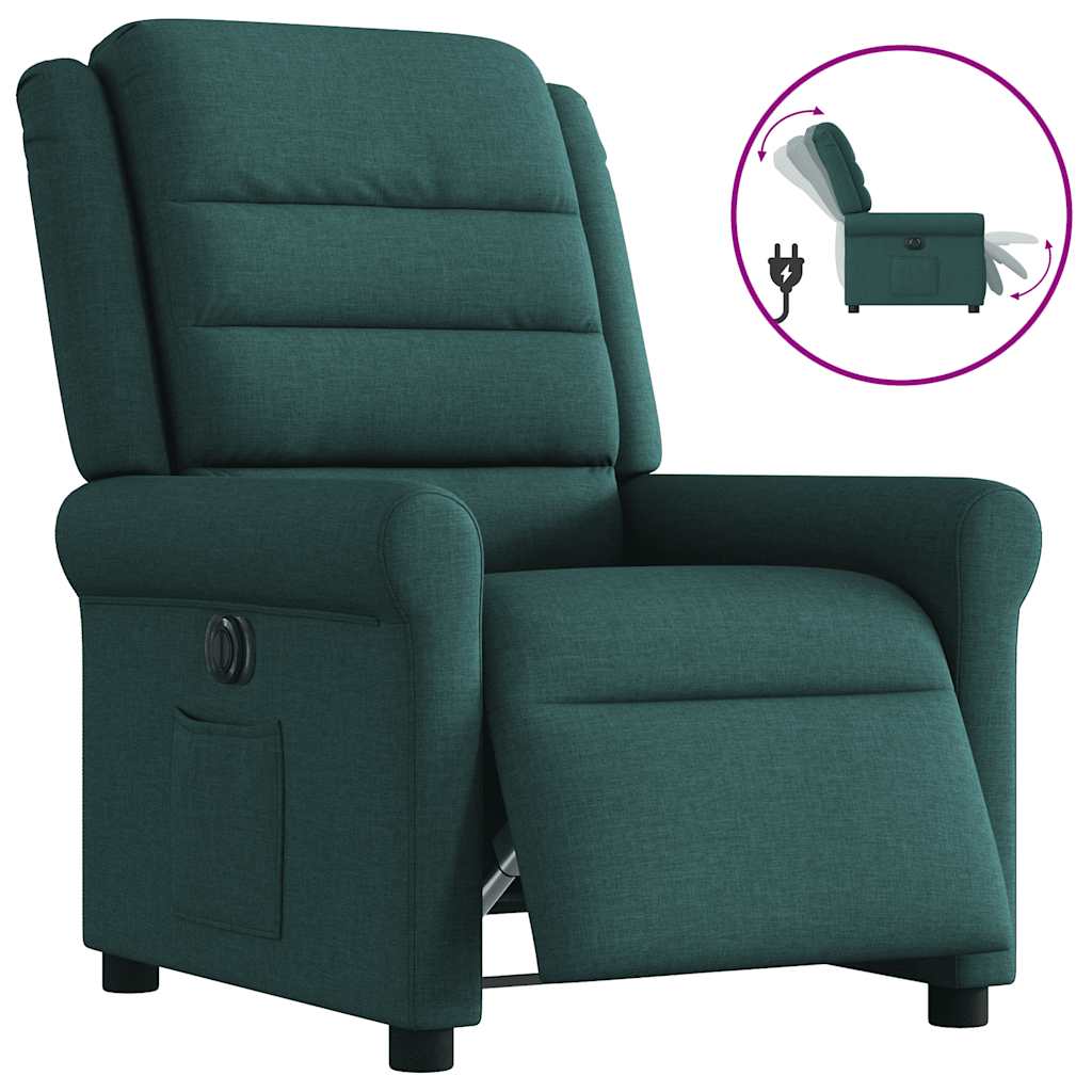 Fauteuil inclinable électrique Vert foncé Tissu