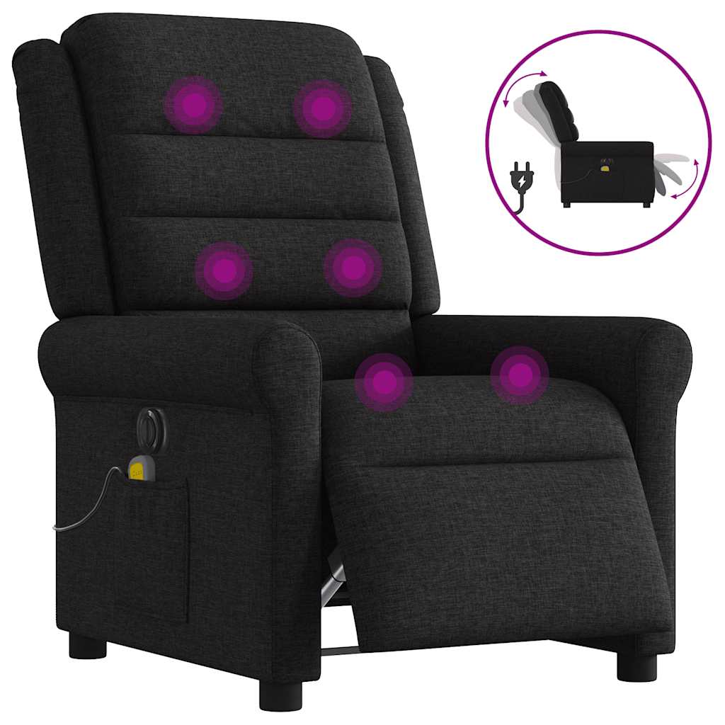 Fauteuil de massage inclinable électrique Noir Tissu