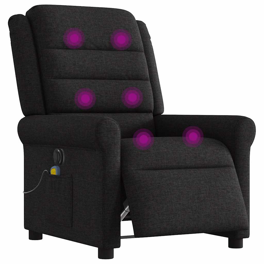 Fauteuil de massage inclinable électrique Noir Tissu