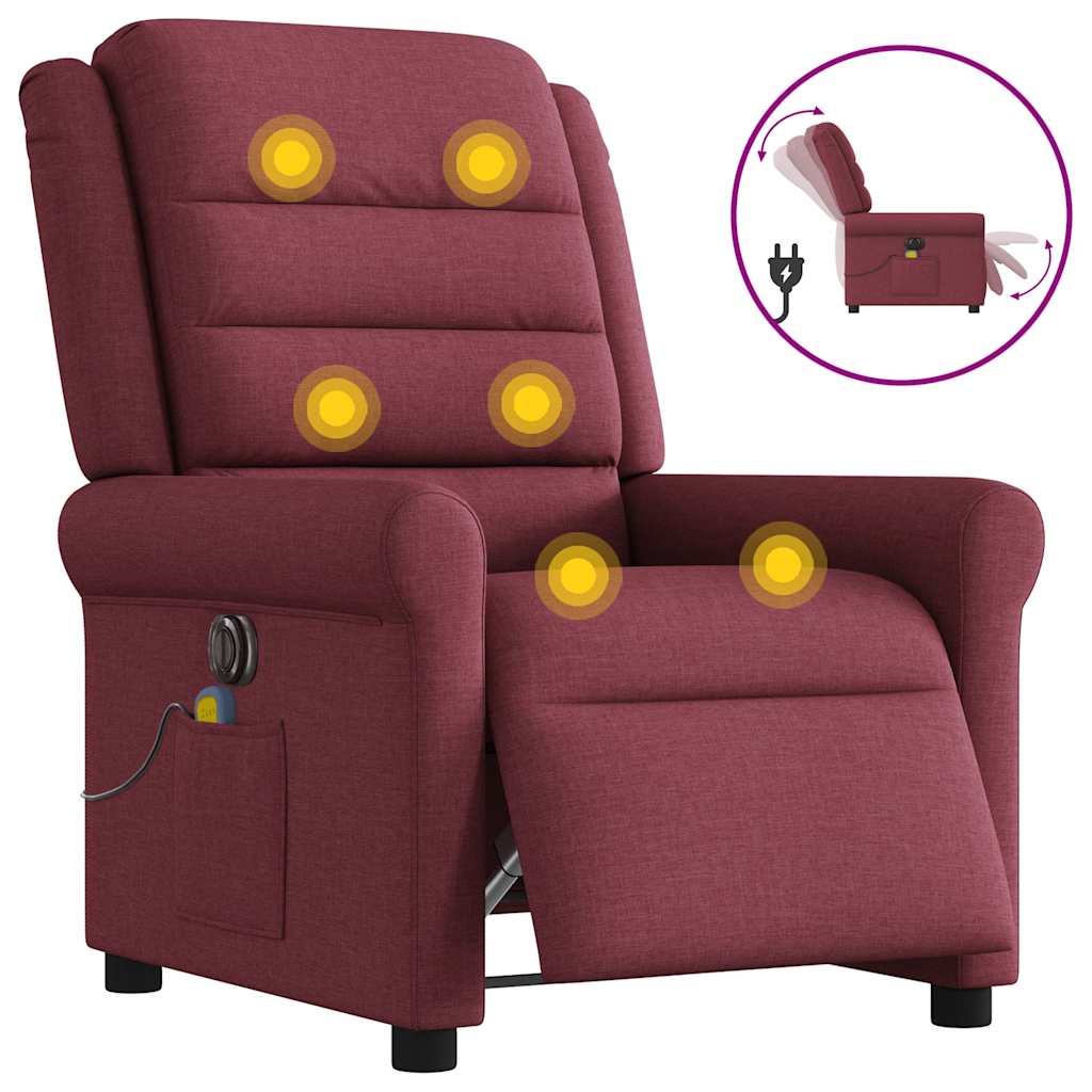 Fauteuil de massage inclinable électrique Rouge bordeaux Tissu