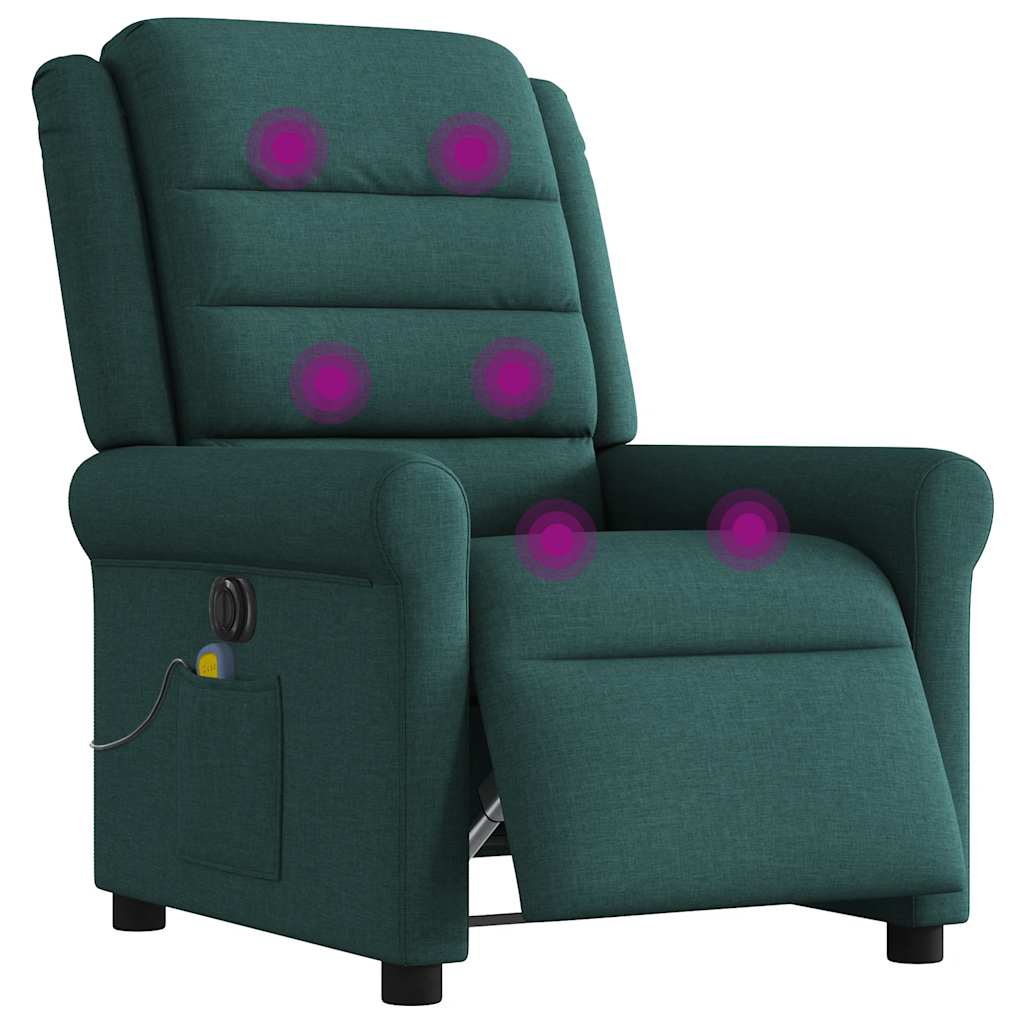 Fauteuil de massage inclinable électrique Vert foncé Tissu