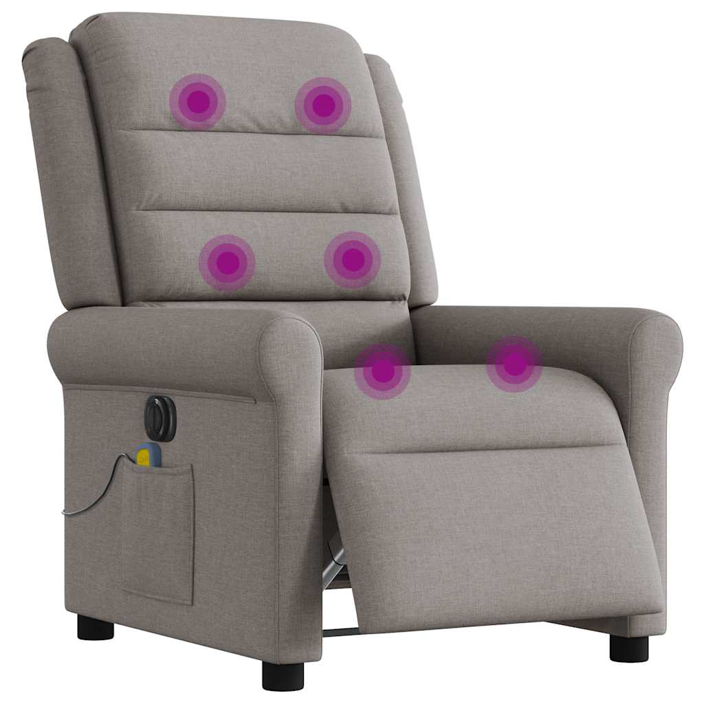 Fauteuil de massage inclinable électrique Taupe Tissu