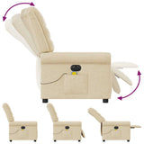 Fauteuil inclinable de massage électrique crème tissu