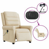 Fauteuil inclinable de massage électrique crème tissu