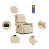 Fauteuil inclinable de massage électrique crème tissu
