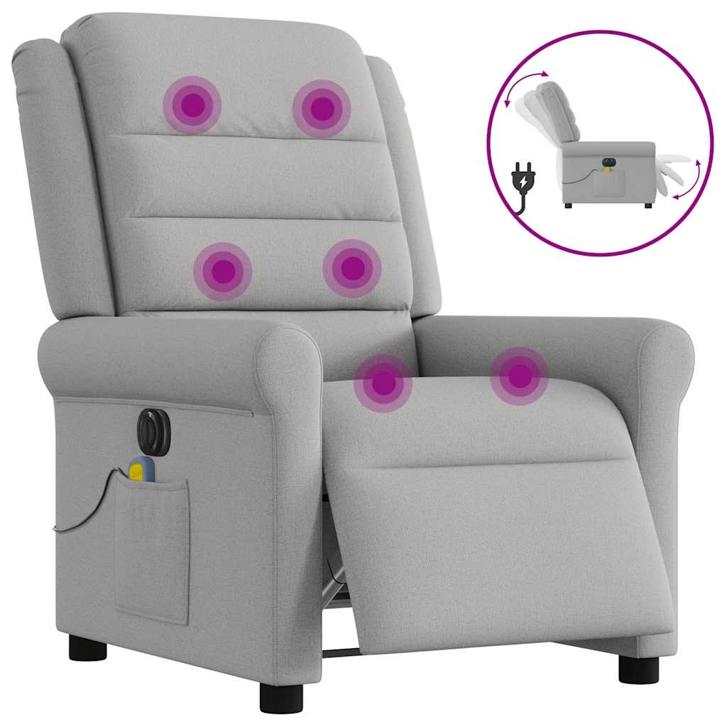 Fauteuil de massage inclinable électrique gris nuage tissu