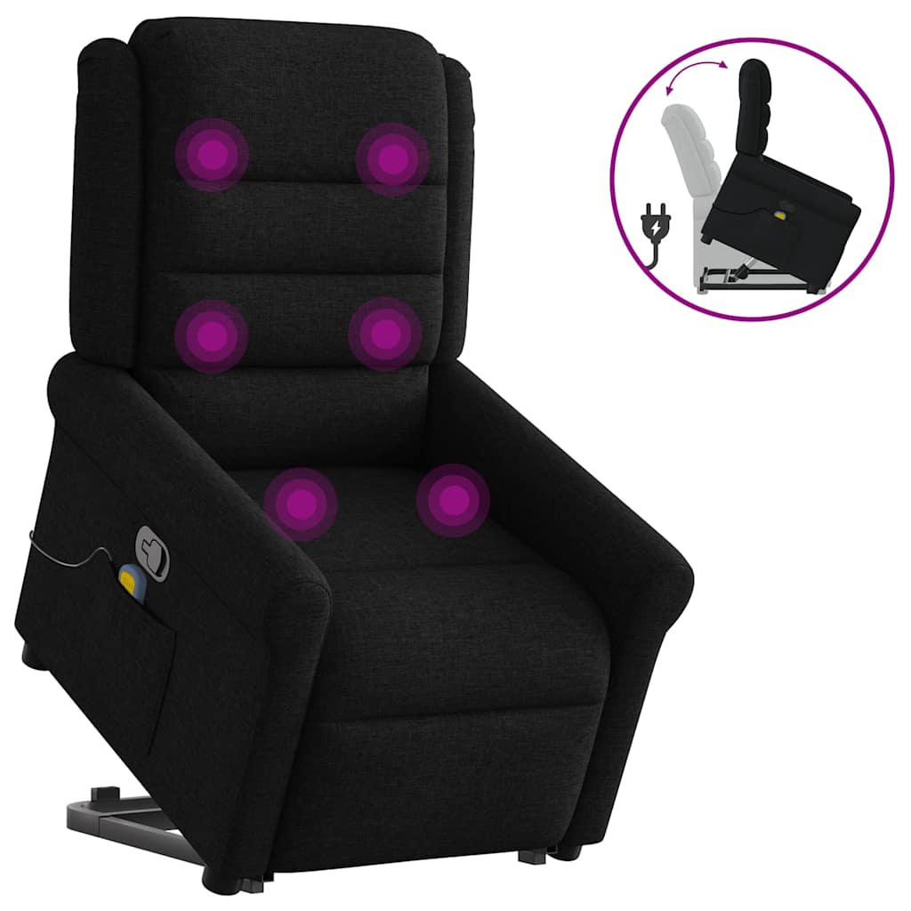 Fauteuil de massage inclinable Noir Tissu