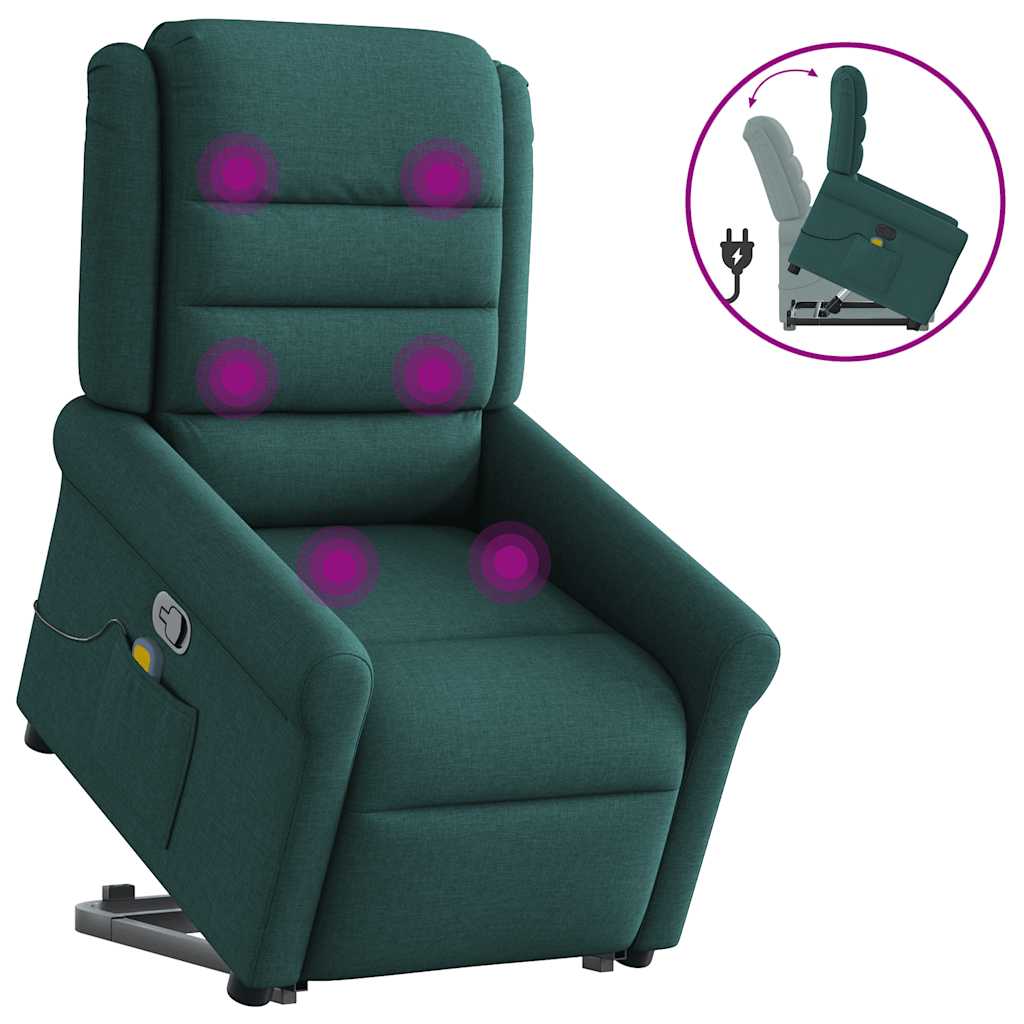 Fauteuil inclinable de massage Vert foncé Tissu