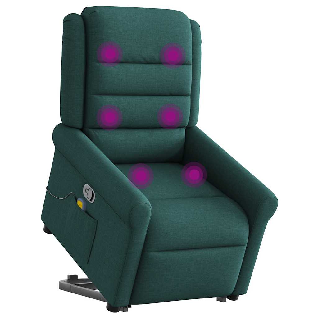 Fauteuil inclinable de massage Vert foncé Tissu