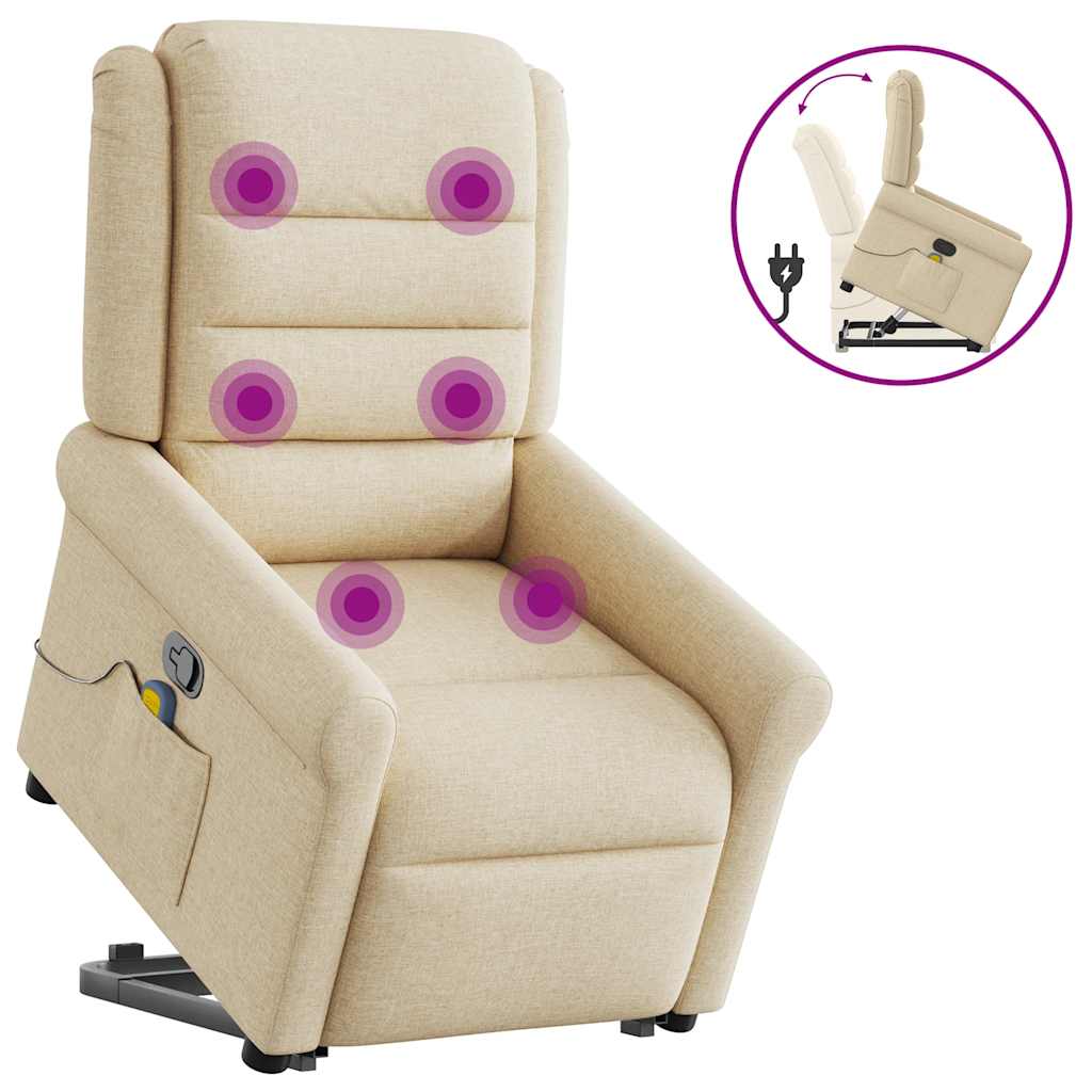 Fauteuil inclinable de massage Crème Tissu