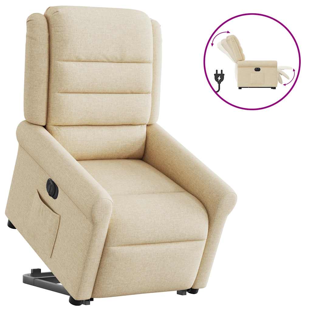 Fauteuil inclinable électrique crème tissu