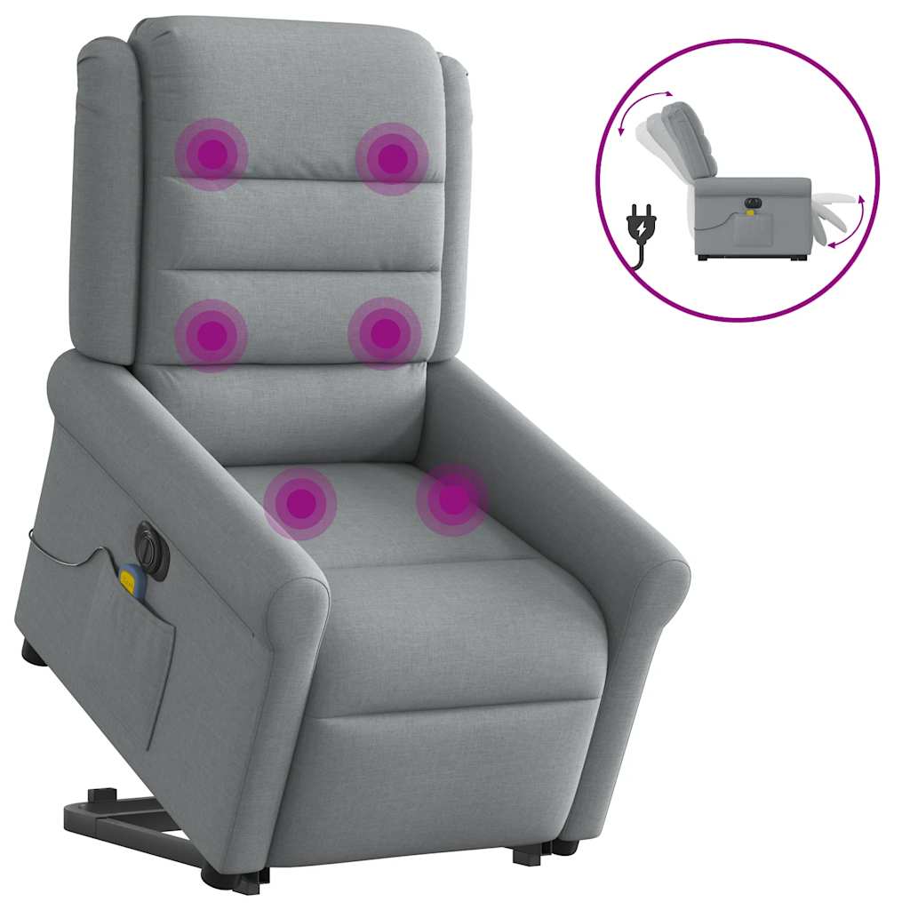 Fauteuil inclinable de massage électrique Gris clair Tissu