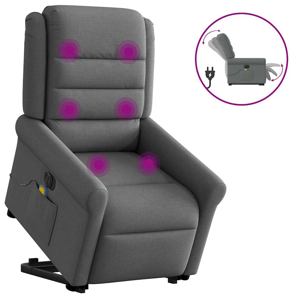 Fauteuil inclinable de massage électrique Gris foncé Tissu