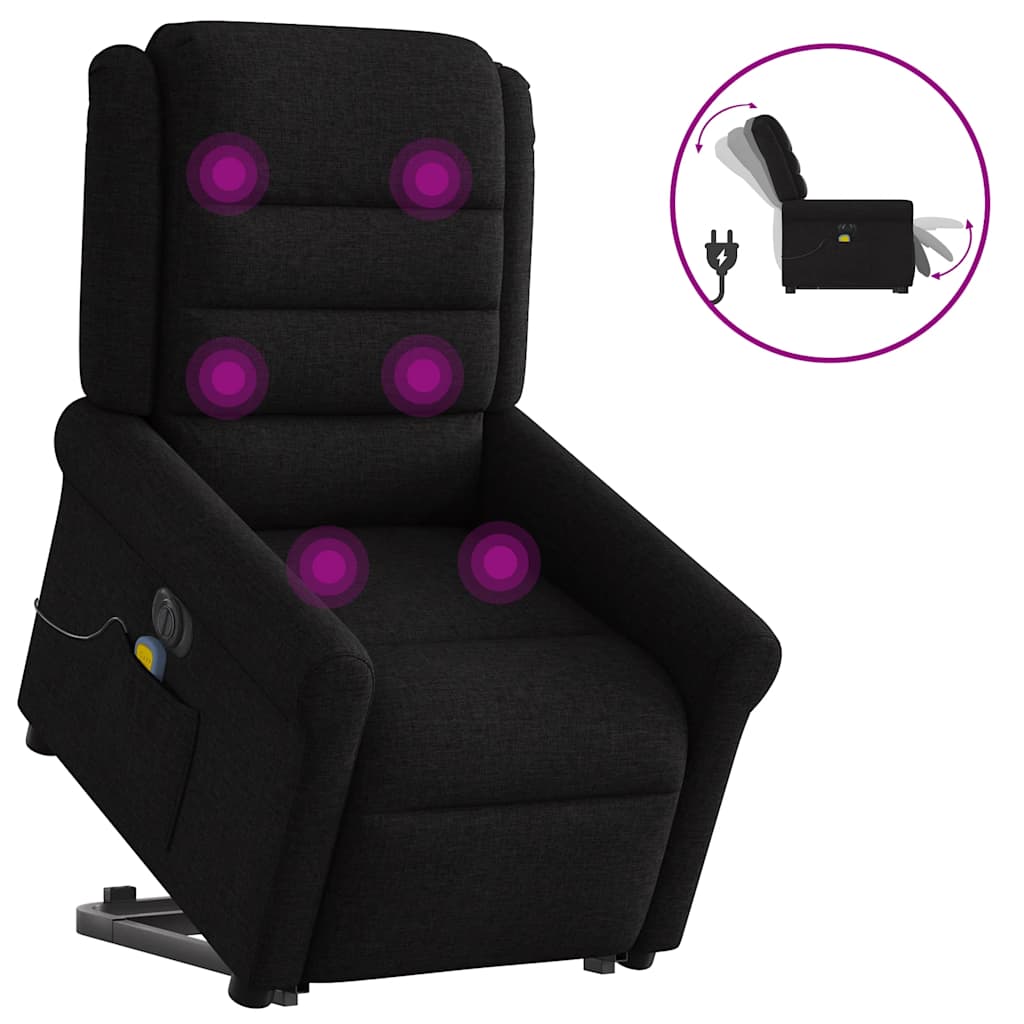 Fauteuil inclinable de massage électrique Noir Tissu