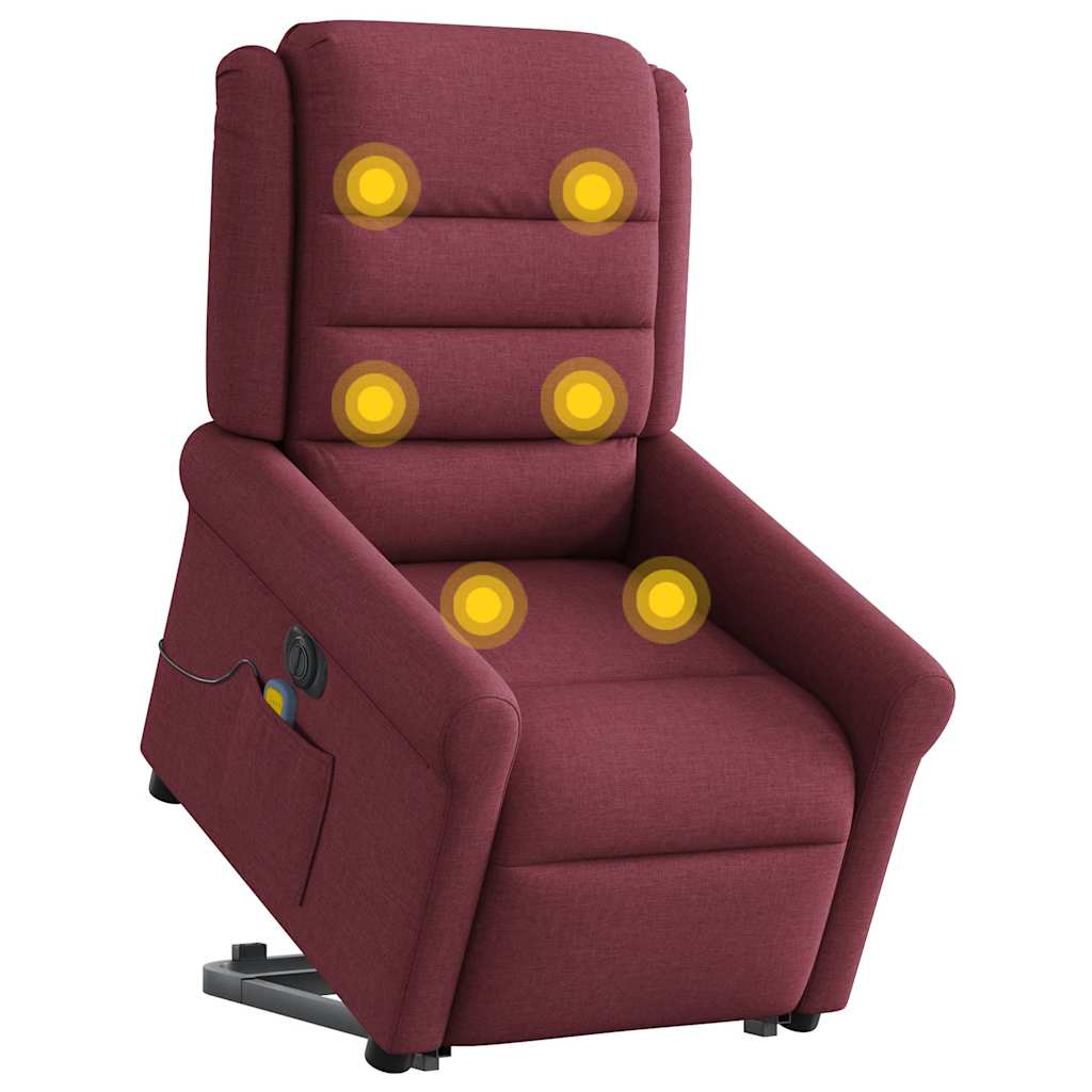 Fauteuil inclinable de massage électrique Rouge bordeaux Tissu