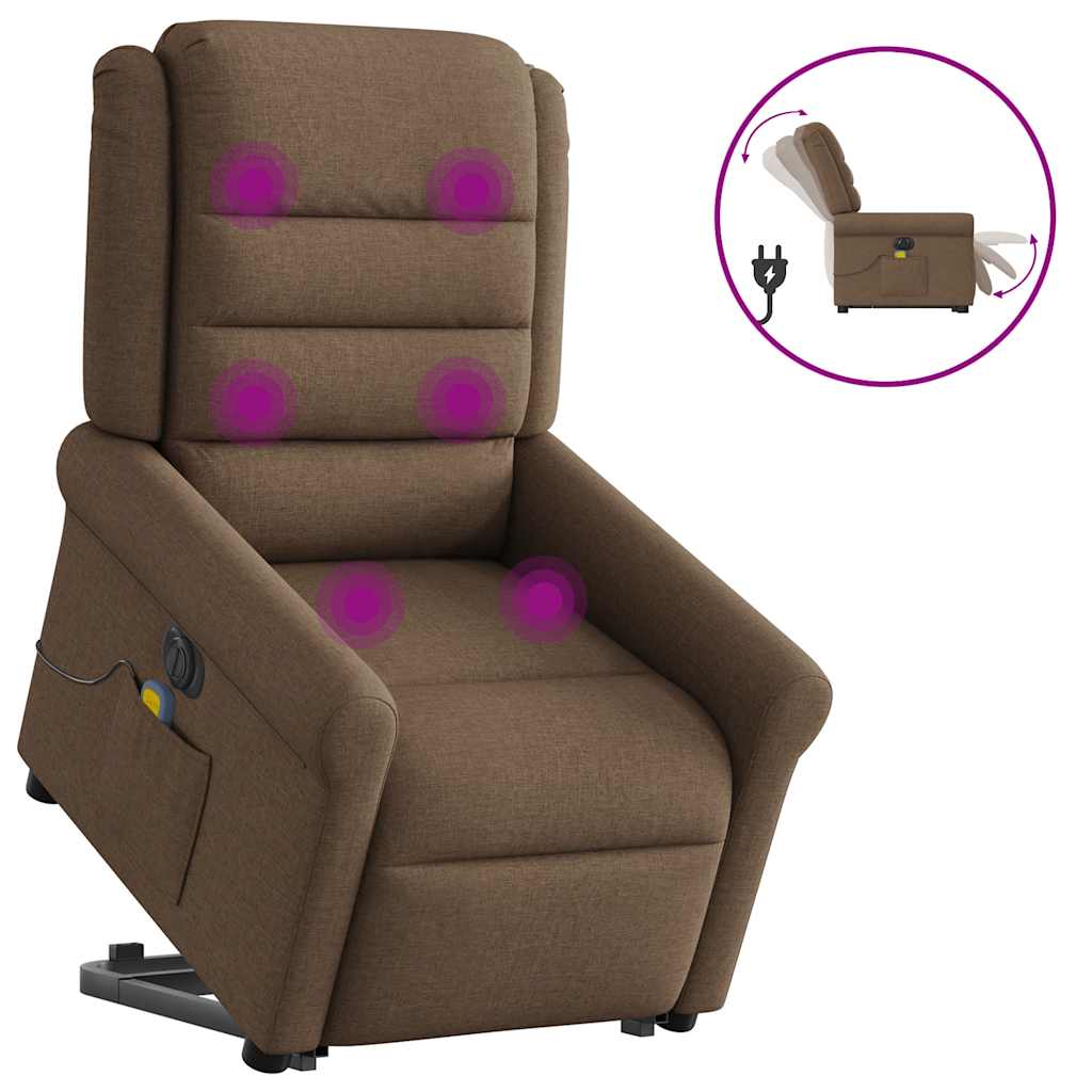 Fauteuil inclinable de massage électrique Marron Tissu