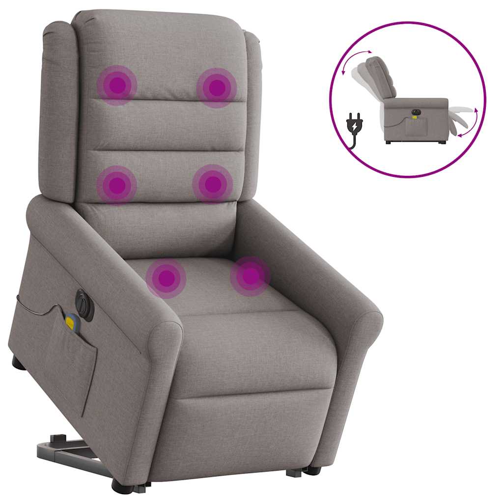 Fauteuil inclinable de massage électrique Taupe Tissu
