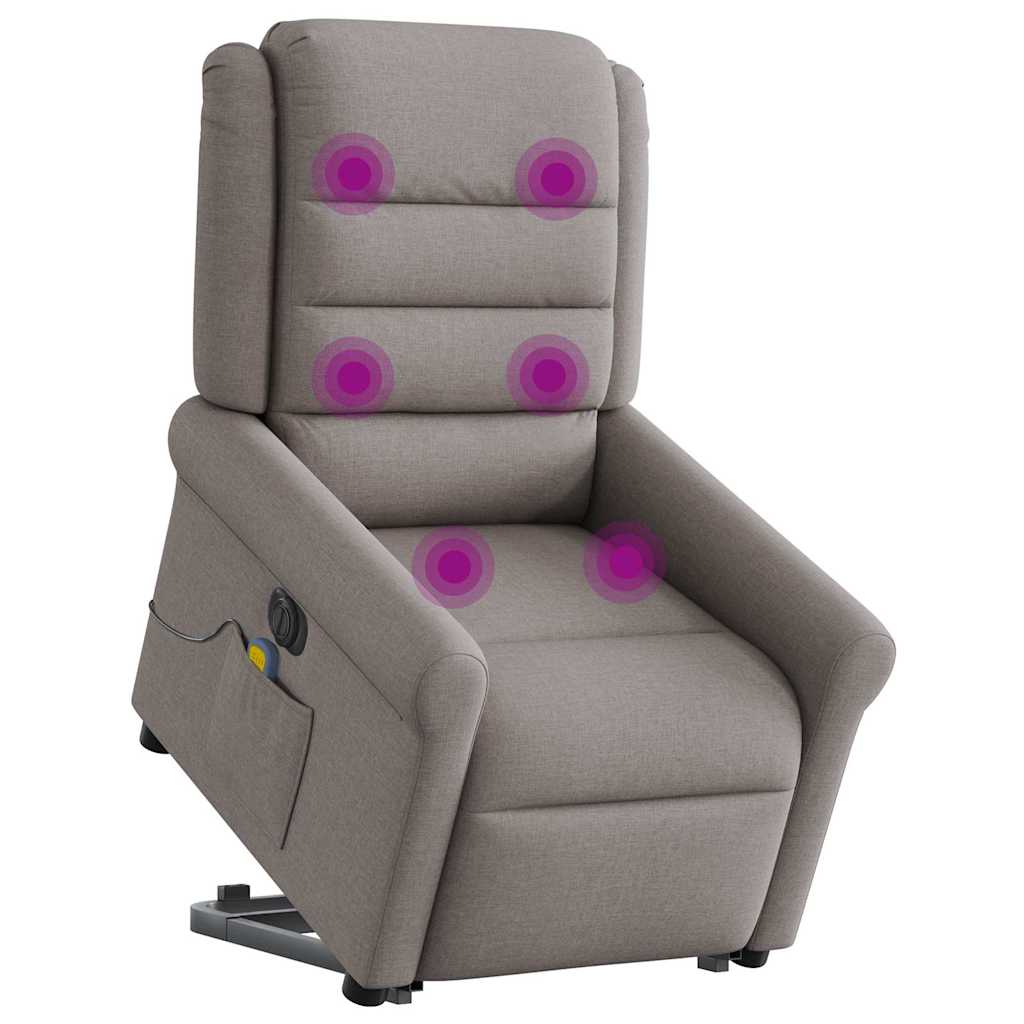 Fauteuil inclinable de massage électrique Taupe Tissu