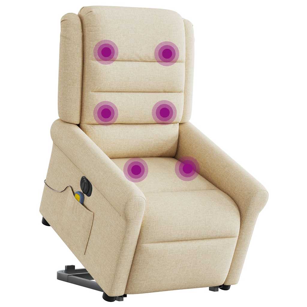Fauteuil inclinable de massage électrique Crème Tissu
