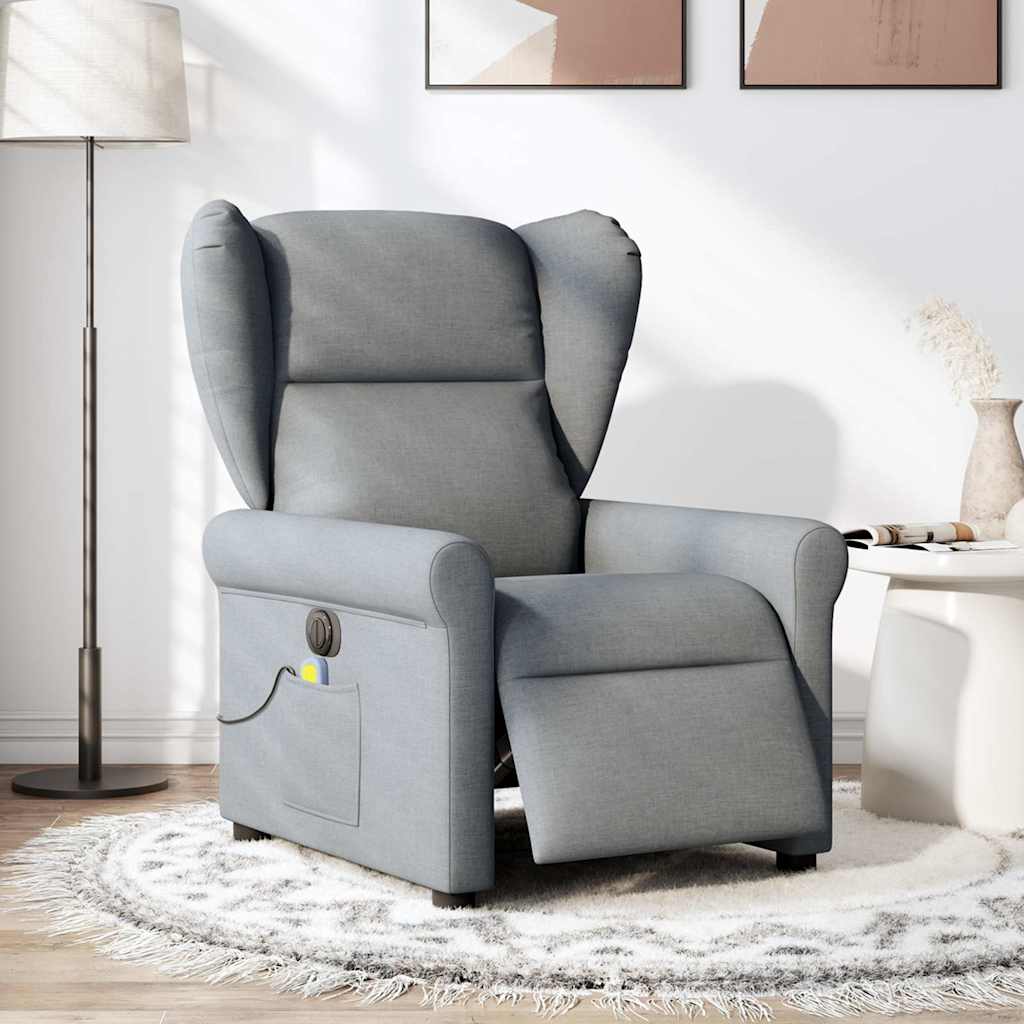 Fauteuil de massage inclinable électrique gris clair tissu
