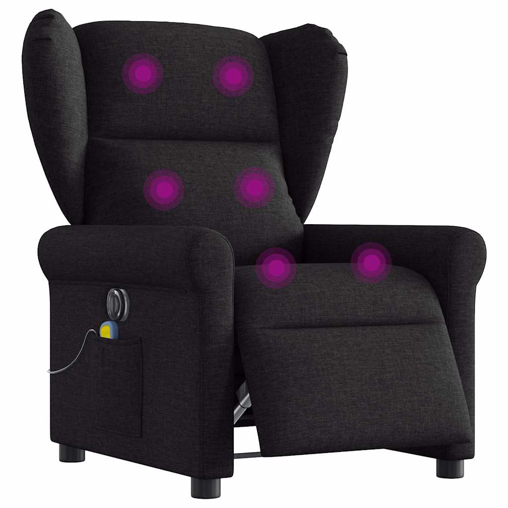 Fauteuil de massage inclinable électrique Noir Tissu