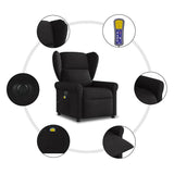 Fauteuil de massage inclinable électrique Noir Tissu